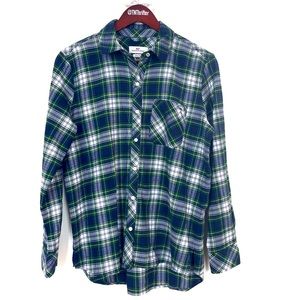 Vineyard Vines Women's Plaid Button Up Long Sleeve Top Blue Sz 6 Preppy Academia